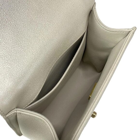 Auth CHANEL Boy Chanel AS3018 metallic white Calfskin Shoulder Bag Gold hardware - Picture 11 of 16